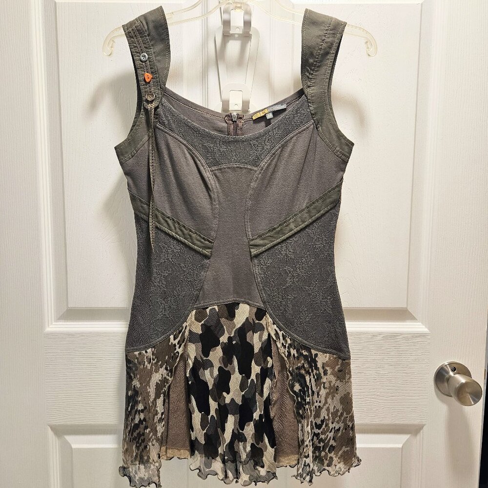 Designer Military Green Camo Tunic Top